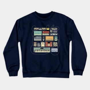 Synthesizers and Drum machines for electronic musician and Dj Crewneck Sweatshirt